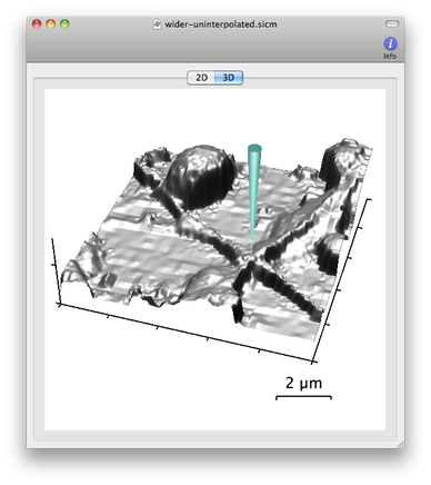 IonView window with 3D rendering of a SICM image